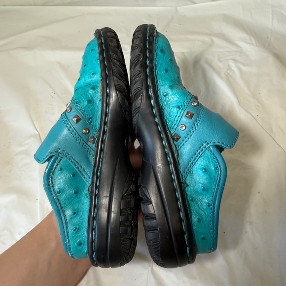 Double H Boots  kids Turquoise Leather Size 11 D Slide-On Clogs Shoes - Picture 7 of 11